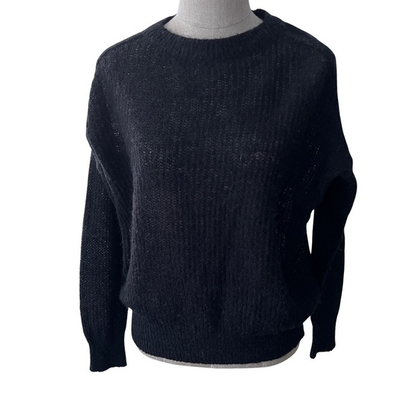 Mongo Black Lightweight Loose Rib Knit Crewneck Sweater - Picture 1 of 7